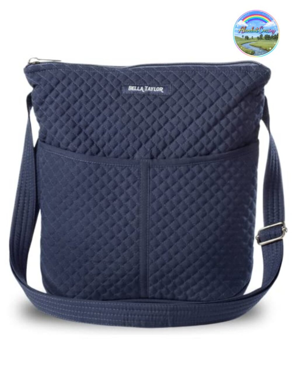 Women's Quilted Microfiber & Cotton Crossbody Handbag with Adjustable Strap